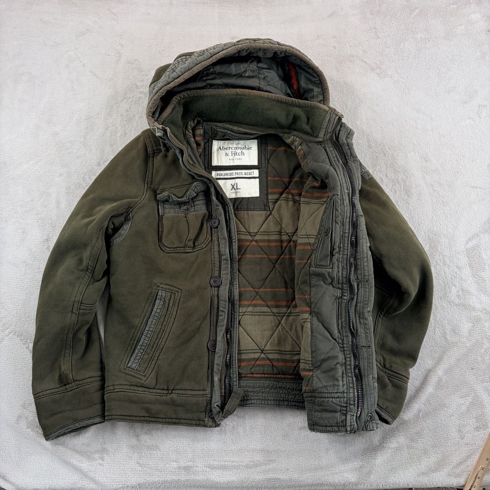 Vintage Abercrombie & Fitch Avalanche Pass Jacket Men XL Green Hood Heavy Lined